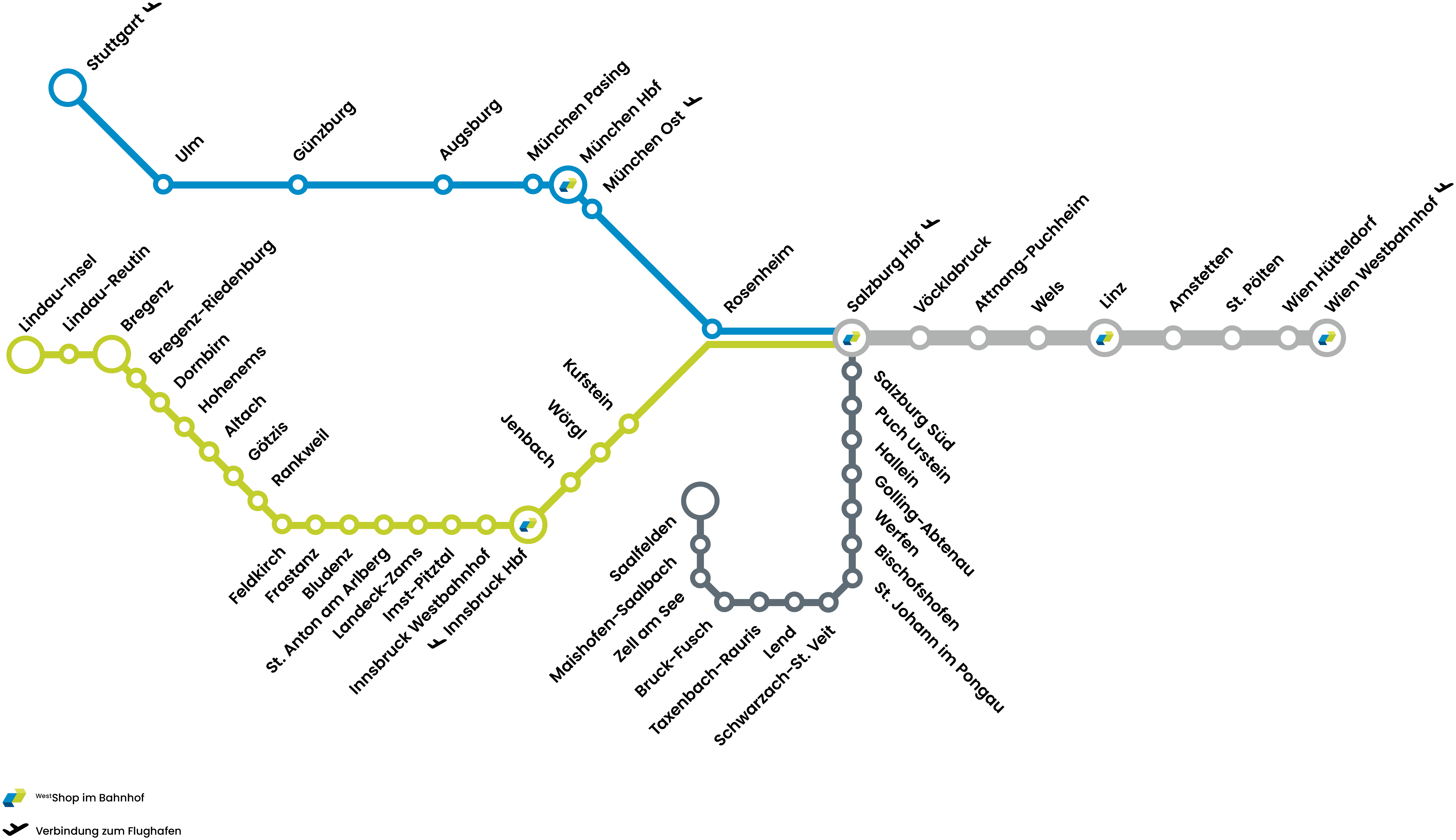 Westbahn Streckennetz 2026 Westbahn Streckennetz 2026