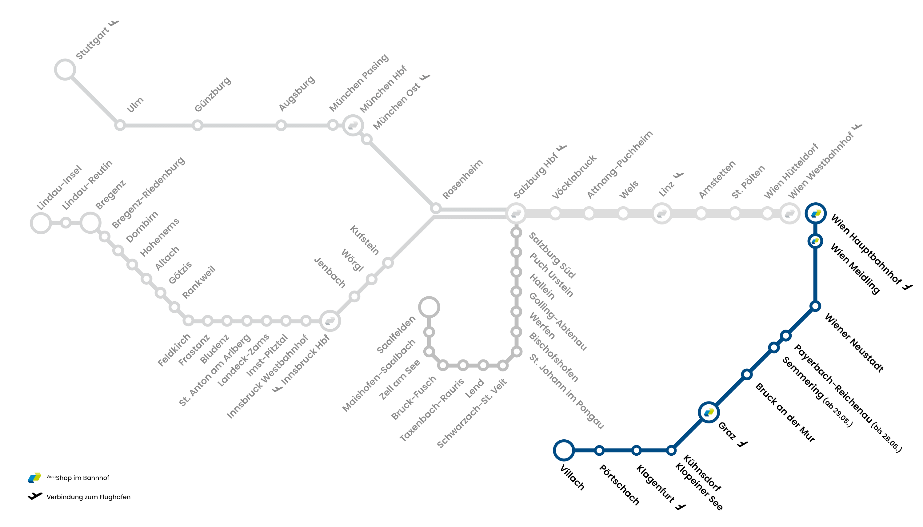 Westbahn Streckennetz – Süd Westbahn Streckennetz – Süd