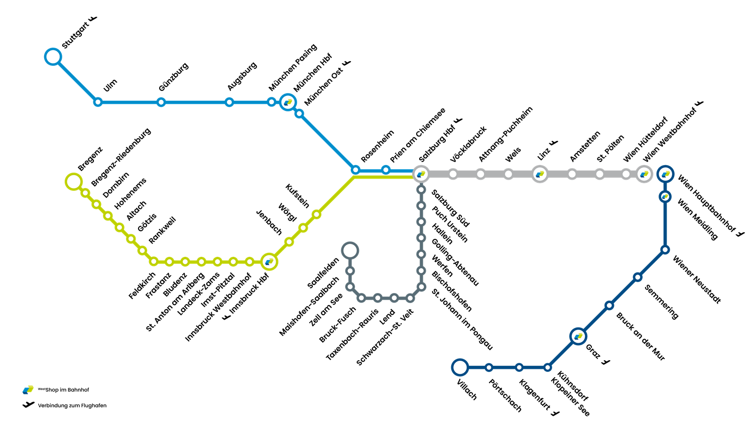 Westbahn Streckennetz 2026 Westbahn Streckennetz 2026